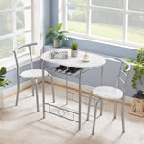 3 Piece Small Round Dining Table Set for Kitchen Breakfast Nook