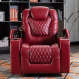 Power Recliner Chairs with USB Ports and Cup Holders, Electric PU Leather Home Theater