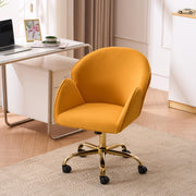 Velvet Home Office Desk Chair with Gold Wheels - Mustard