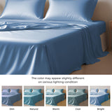 Eucalyptus Silk Tencel Sheets Set Queen Size 4Pc - Blue Bedding Lyocell