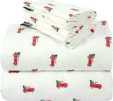 Printed Flannel Sheet Set - Soft, Warm, Moisture Wicking - Bedding Set (Queen,