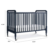 DaVinci Jenny Lind 3-in-1 Convertible Crib in Navy, Removable Wheels, Greenguard Gold Certified