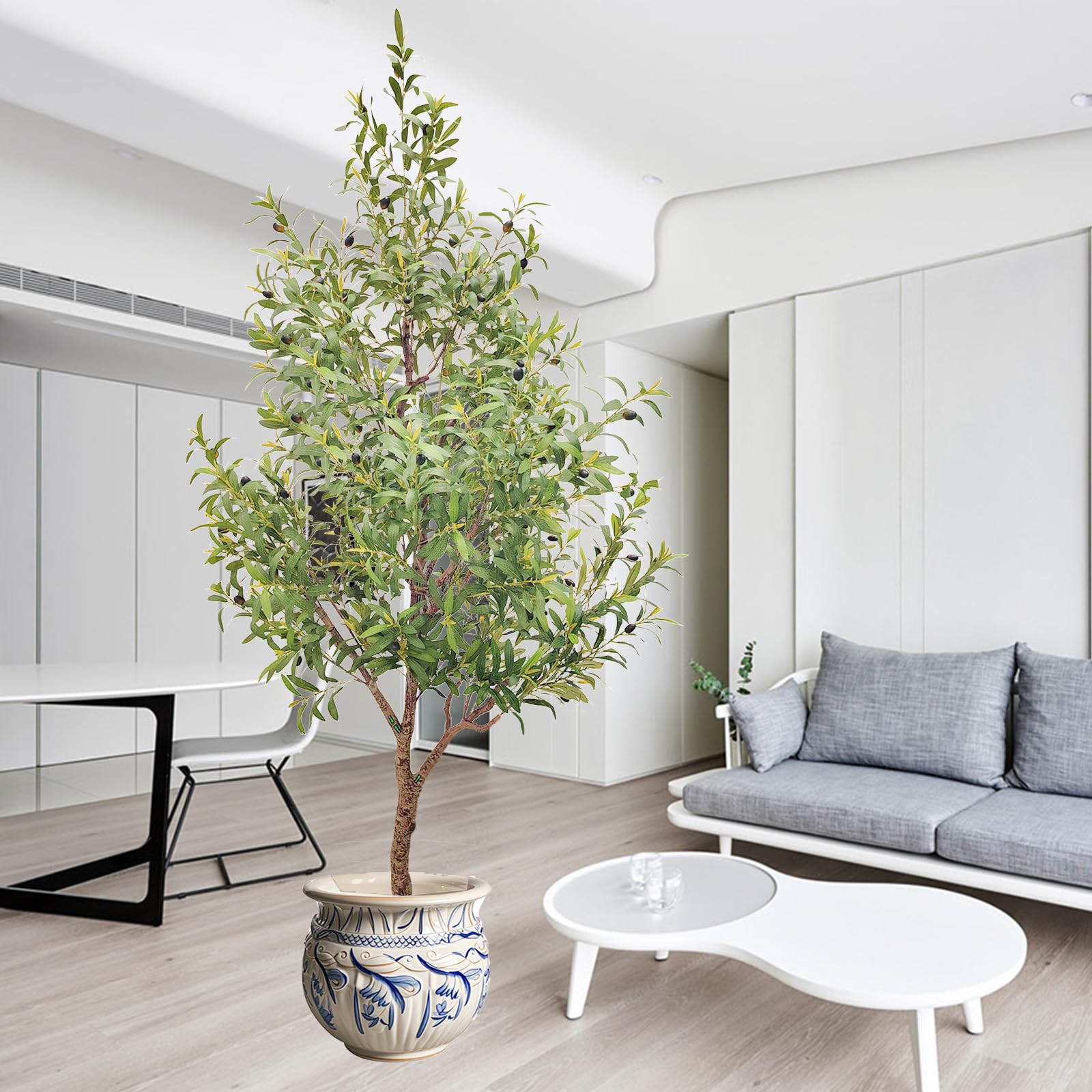 Olive Tree 7 Feet, Fake Faux Olive Trees Artificial Indoor, Large Tall Realistic Indoor Silk