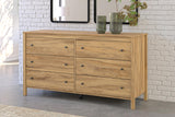 Bermacy Casual 6-Drawer Dresser with Safety Stop, Light Brown