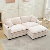 Corduroy Cloud Sectional Couch, Modern Comfy Modular L-Shaped Sectional Sofa