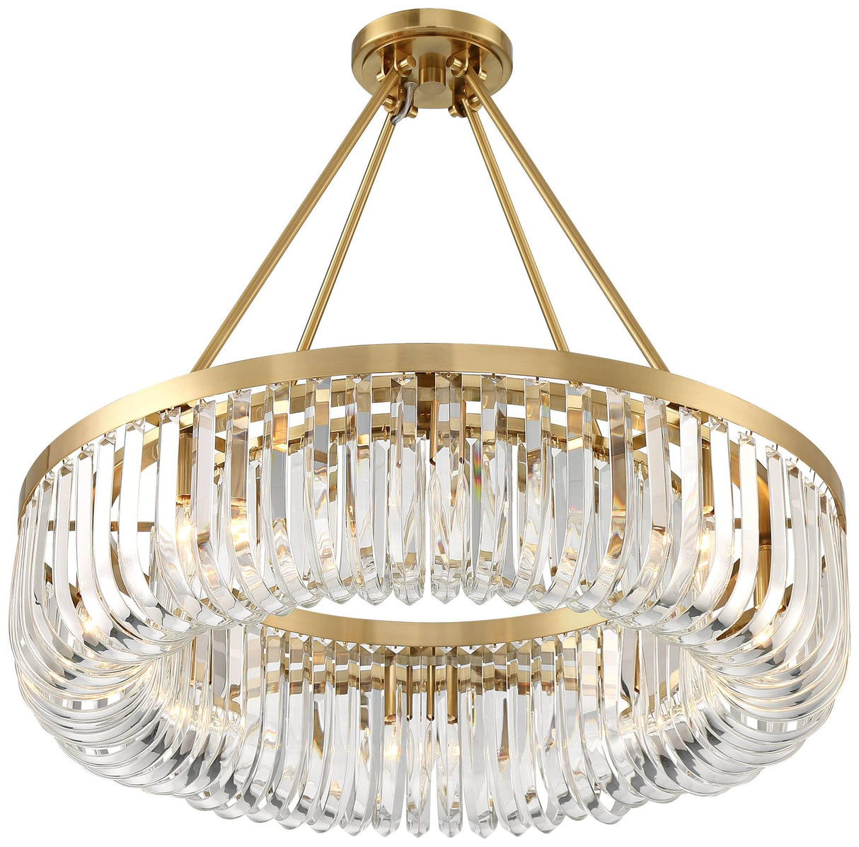 Jenna Modern Glam Ceiling Light Semi Flush-Mount Fixture 28" Soft Gold Metal 8-Light