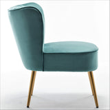 Modern Velvet Accent Chair for Living Room, Bedroom, or Entryway, Stylish and Comfortable Armless Design with Metal Legs, Teal