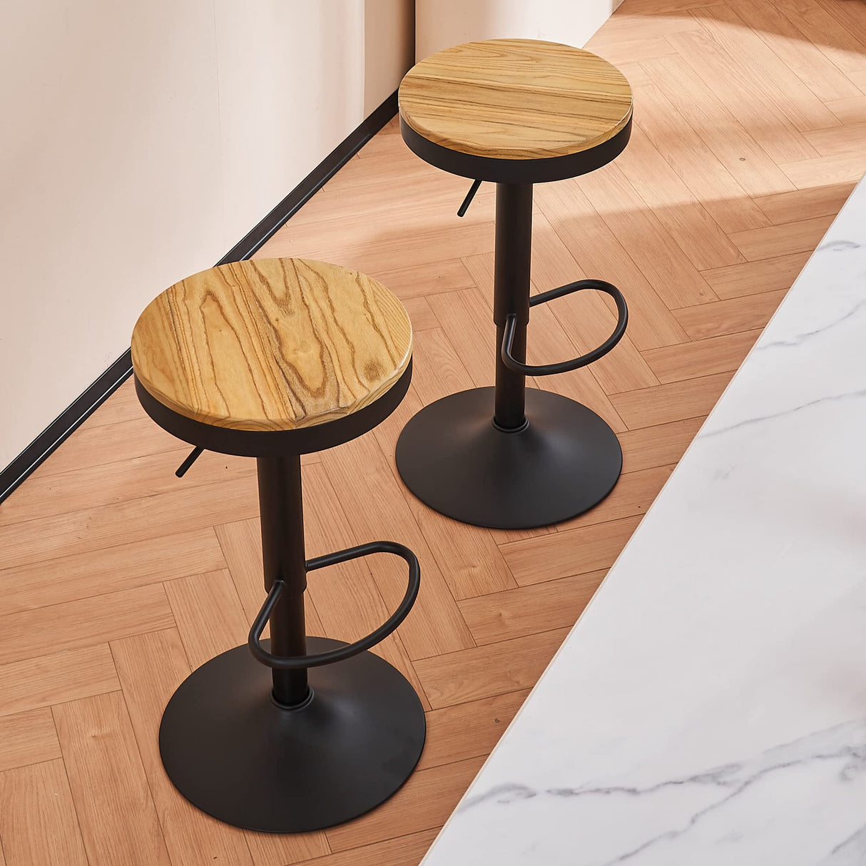 Bar Stools Set of 2 Barstools Counter Height Bar Stools Adjustable Swivel Kitchen Island