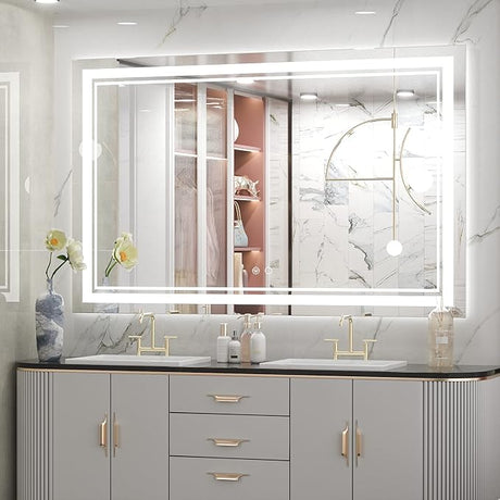 55 x 36 Inch LED Mirror Bathroom Mirror with Lights, UL Listed LED Driver,