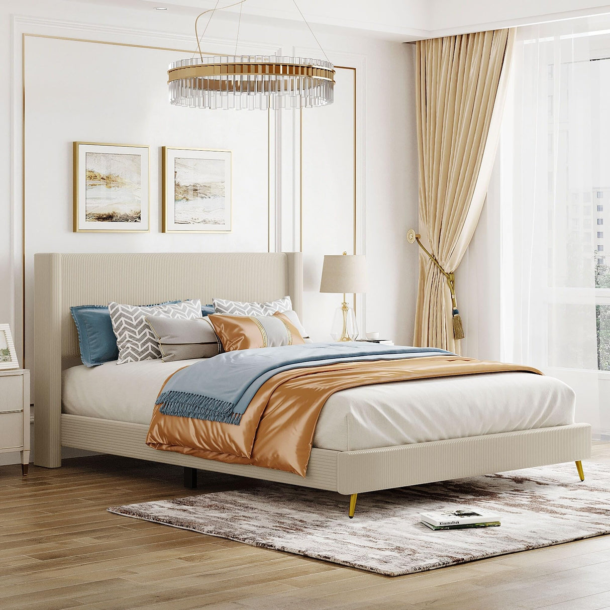 Bed with Metal Legs,Beautiful and Fashionable