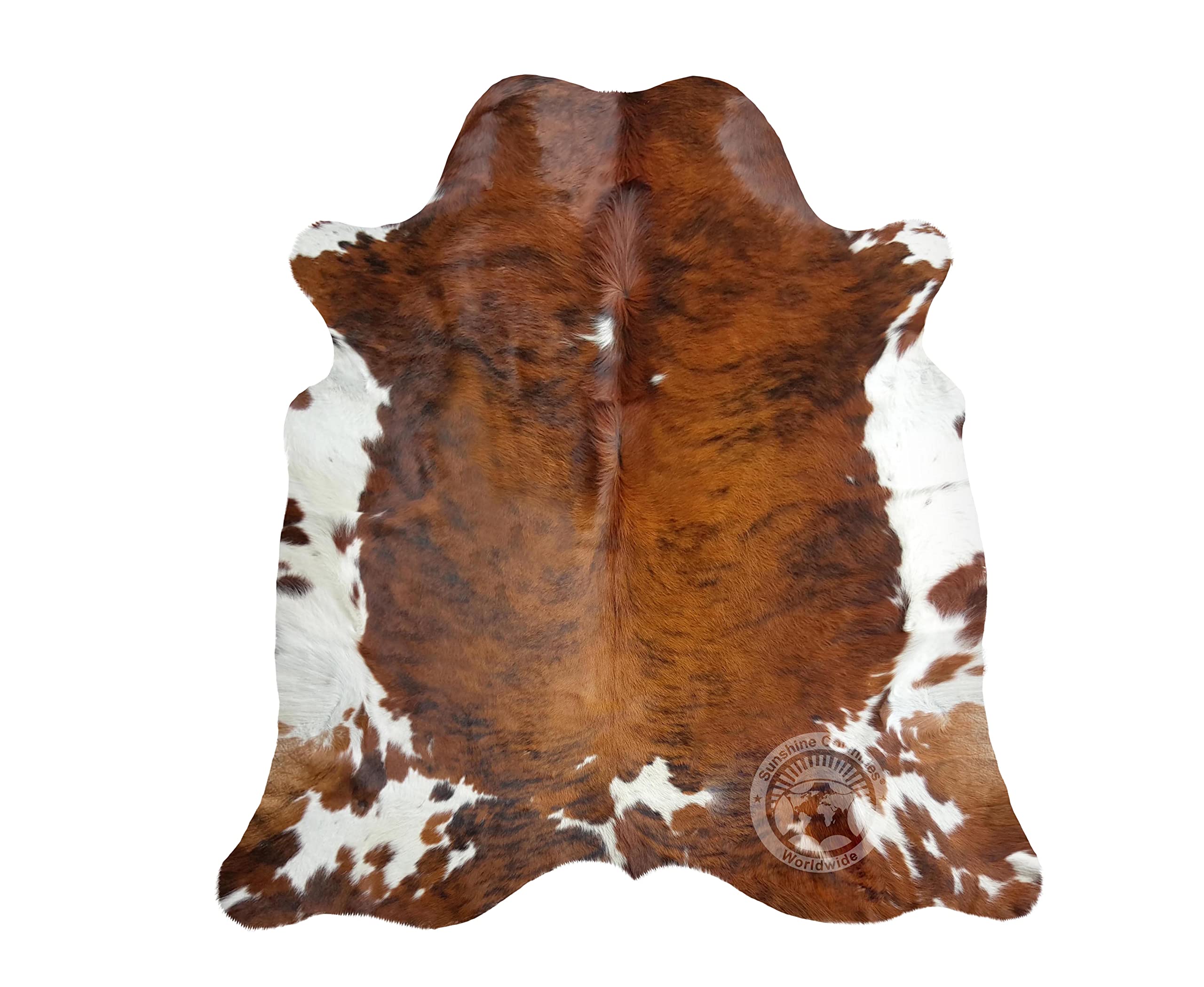 Genuine Cowhide Rug, Brindle Tricolor Carpet for Living Room, Bedroom, Nursery & More