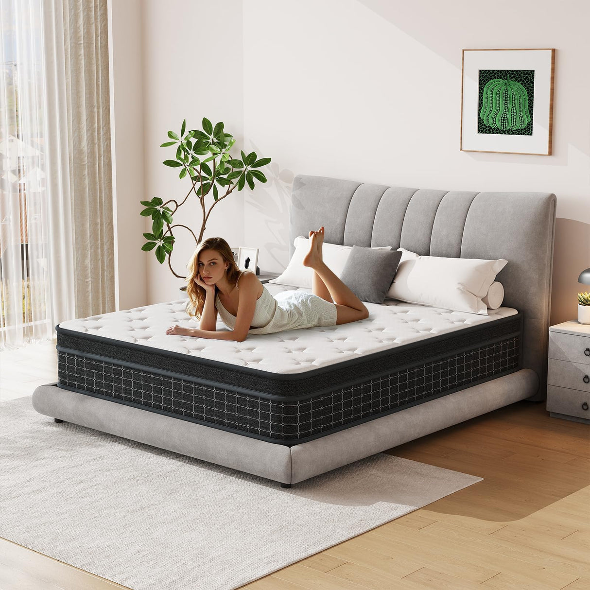 King Size Mattress, 12 Inch King Mattress in a Box, Memory Foam Hybrid Matress with Individual Pocket Spring