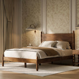 Queen Size Solid Wood Spindle Bed Frame with Four Posts - Walnut Finish