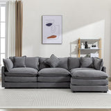 Modular Sectional Sofa Couch L-Shaped with Convertible Ottoman for Living Room, Modern Contemporary 3-Seat Sofa Couch for Apartment Office, Chenille Fabric, Beige