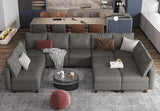 Large Modular Sectional Couch U Shaped Sofa with Storage, Faux Leather Modular Sofa