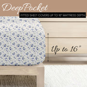 4 Piece Queen Sheet Set (Light Blue Floral) - Sleep Better Than Ever