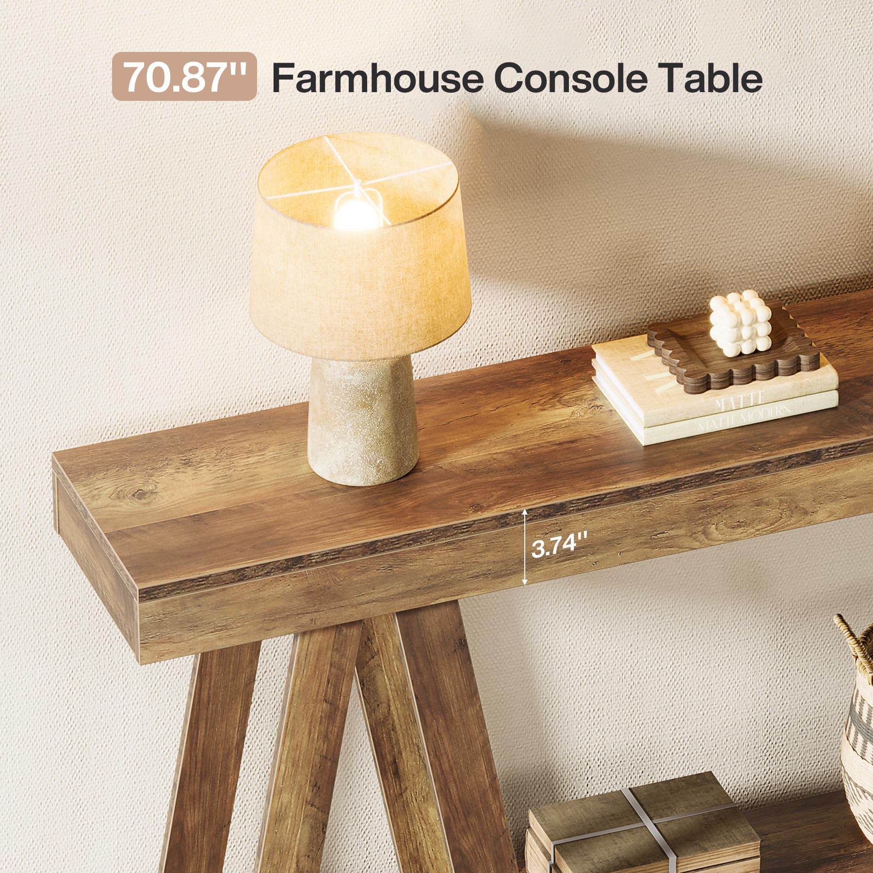 70.87" Farmhouse Console Table - 2-Tier Entryway Accent Table