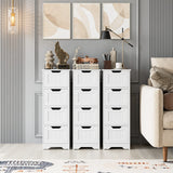 Bathroom Storage Cabinet, Side Cabinet with 4 Drawers, 11.8” x 11.8” x 32.5” Freestanding