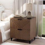 Nightstand Set of 2 with 2 Drawers Night Stand with Fluted Panel, Modern Bedside