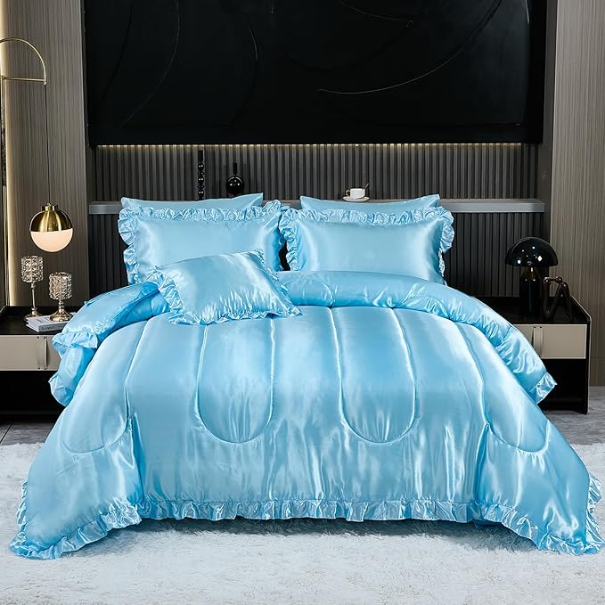 Comforter Set with Sheet Set Queen 8 Pieces Light Pink Bedding Set