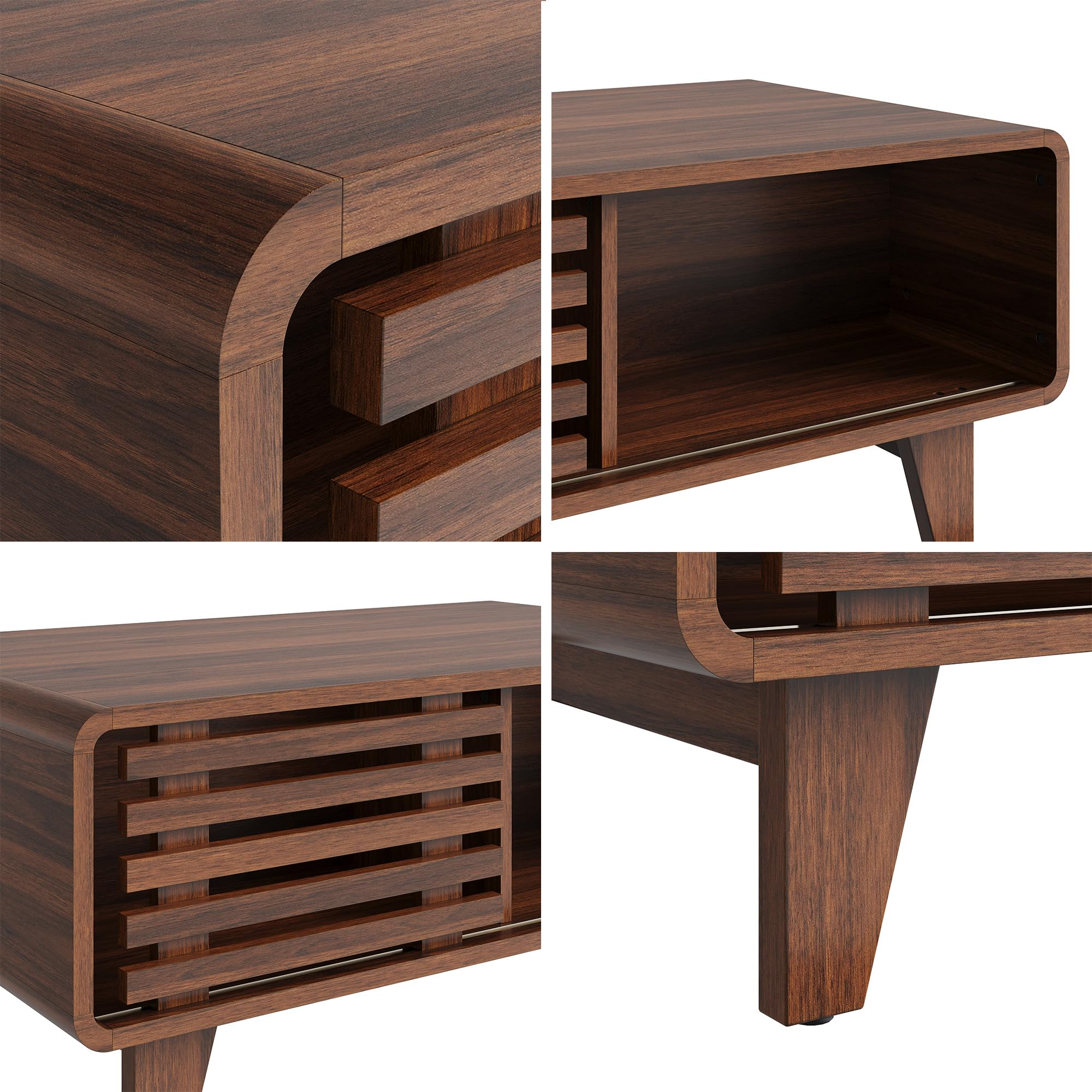 60-Inch Mid Century Modern TV Stand with Sliding Doors