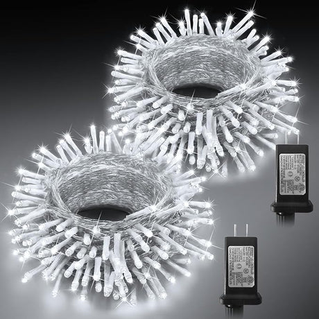 2-Pack Christmas String Lights Indoor Plug in, Total 120FT 360LED Warm White Outdoor