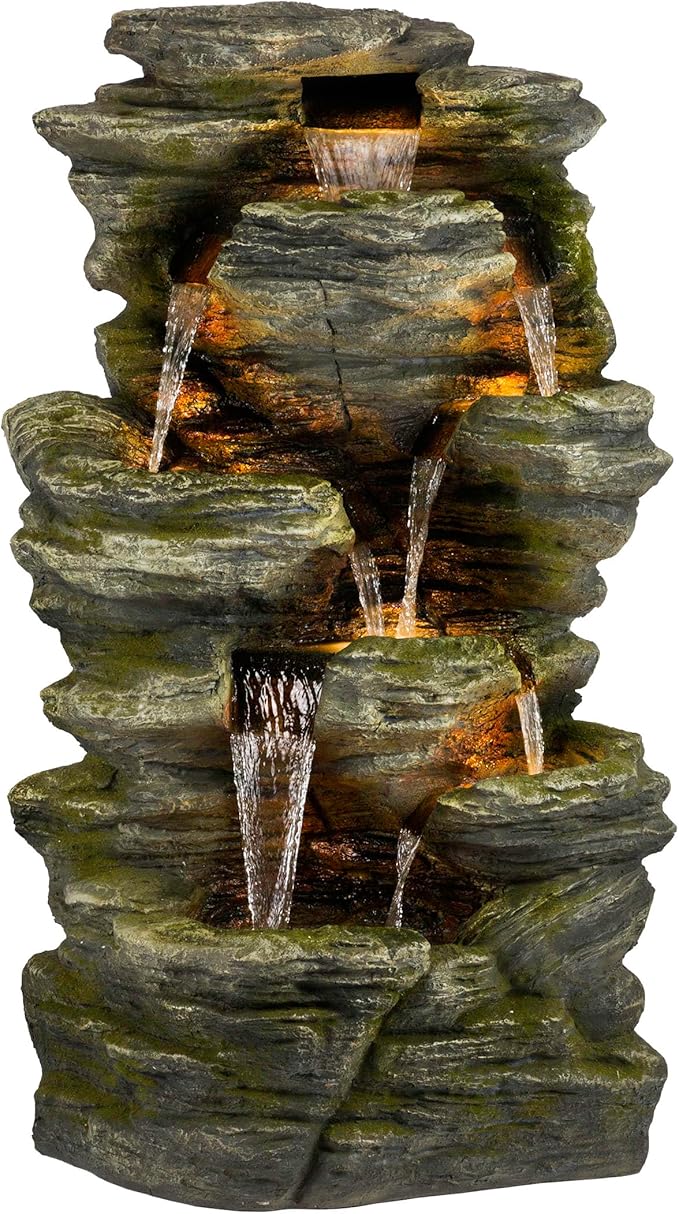 TZL292 Outdoor Floor Cascading Stone Tower Fountain