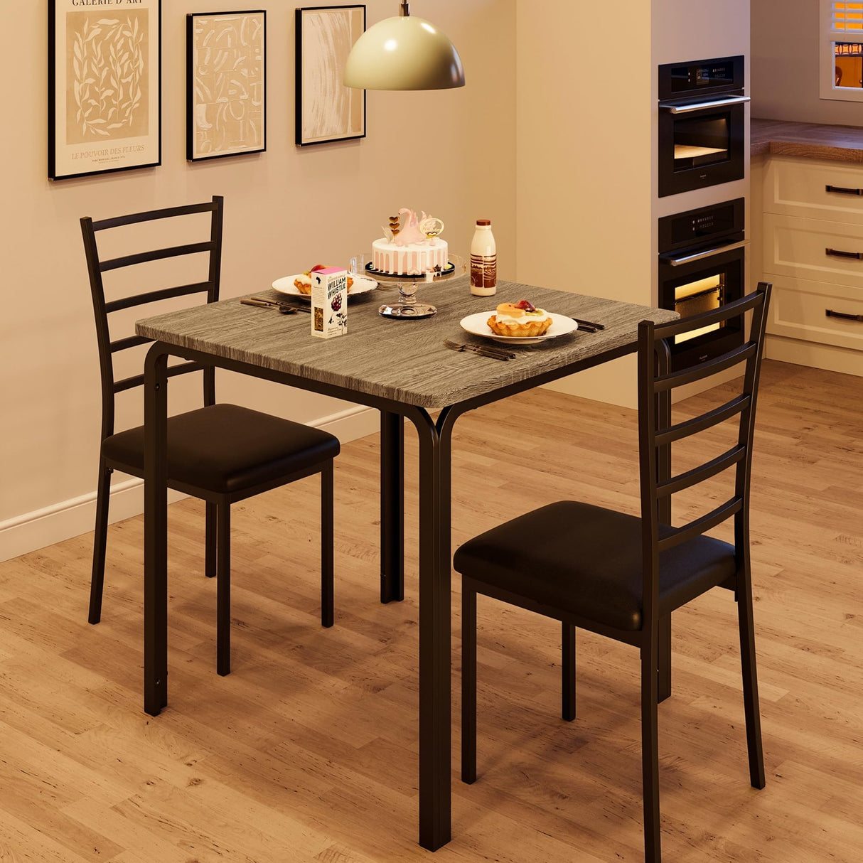 Dining Table for 2, Small Square kitchen Dinner Table Set