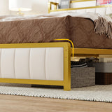 King Bed Frames, Storage Headboard with Charging Station, Solid and Stable, Noise Free,