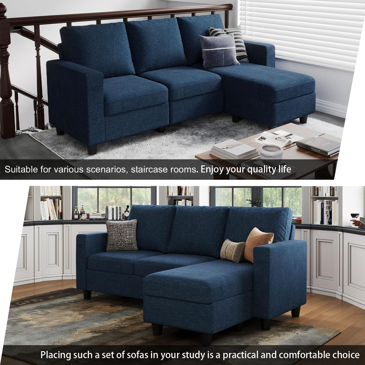 Convertible Sectional Sofa, L Shaped Modern Couch, Small Couch with Reversible Chaise