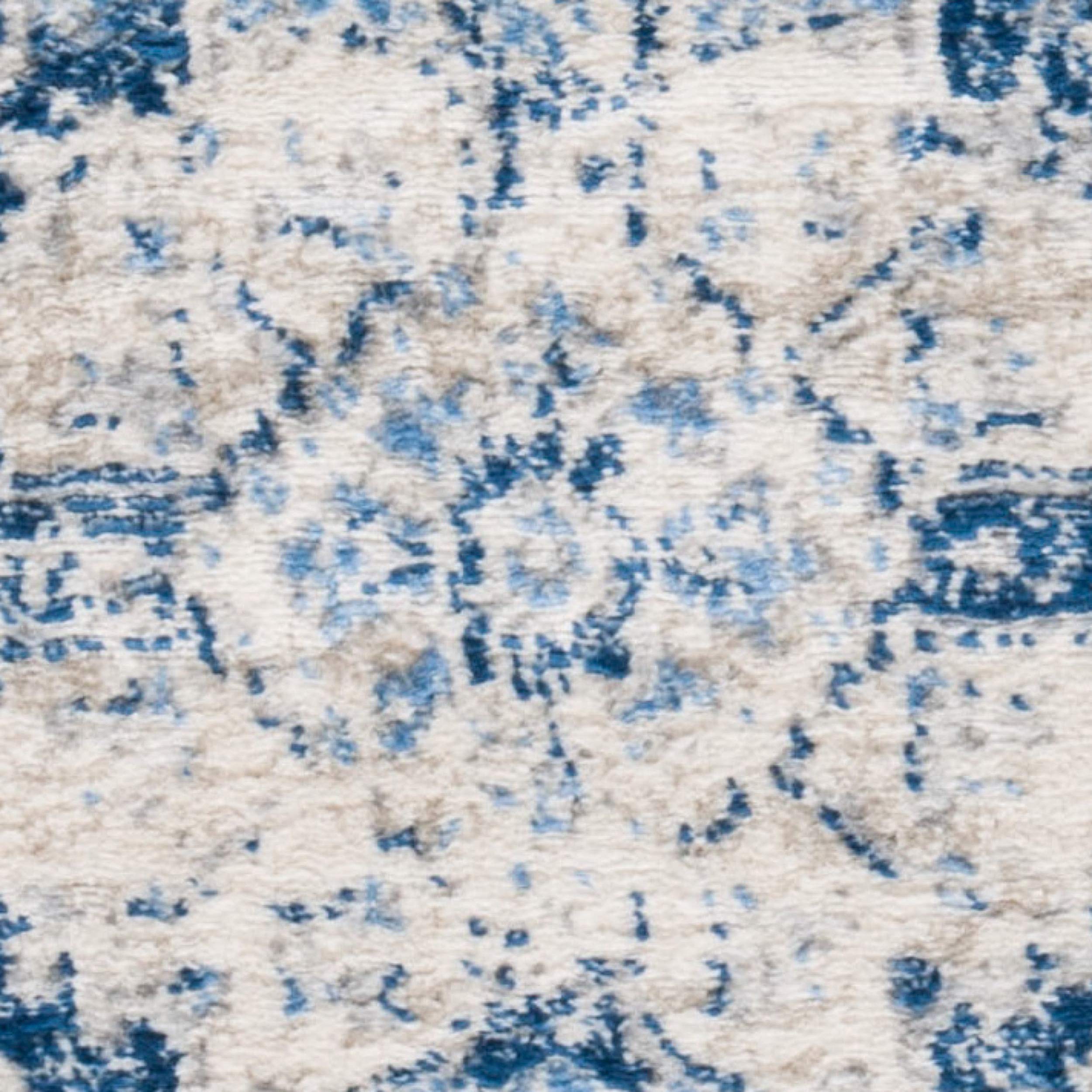 Brentwood Medallion Area Rug 9' x 12' - Ivory & Navy Distressed Design