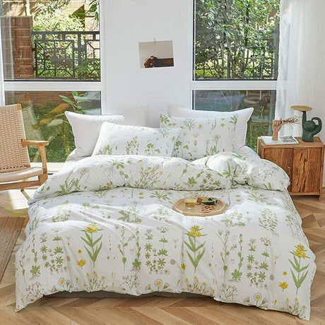 3pcs Floral Comforter Set Aqua, Elegant Flower Reversible Design, Twin Size Smooth Soft