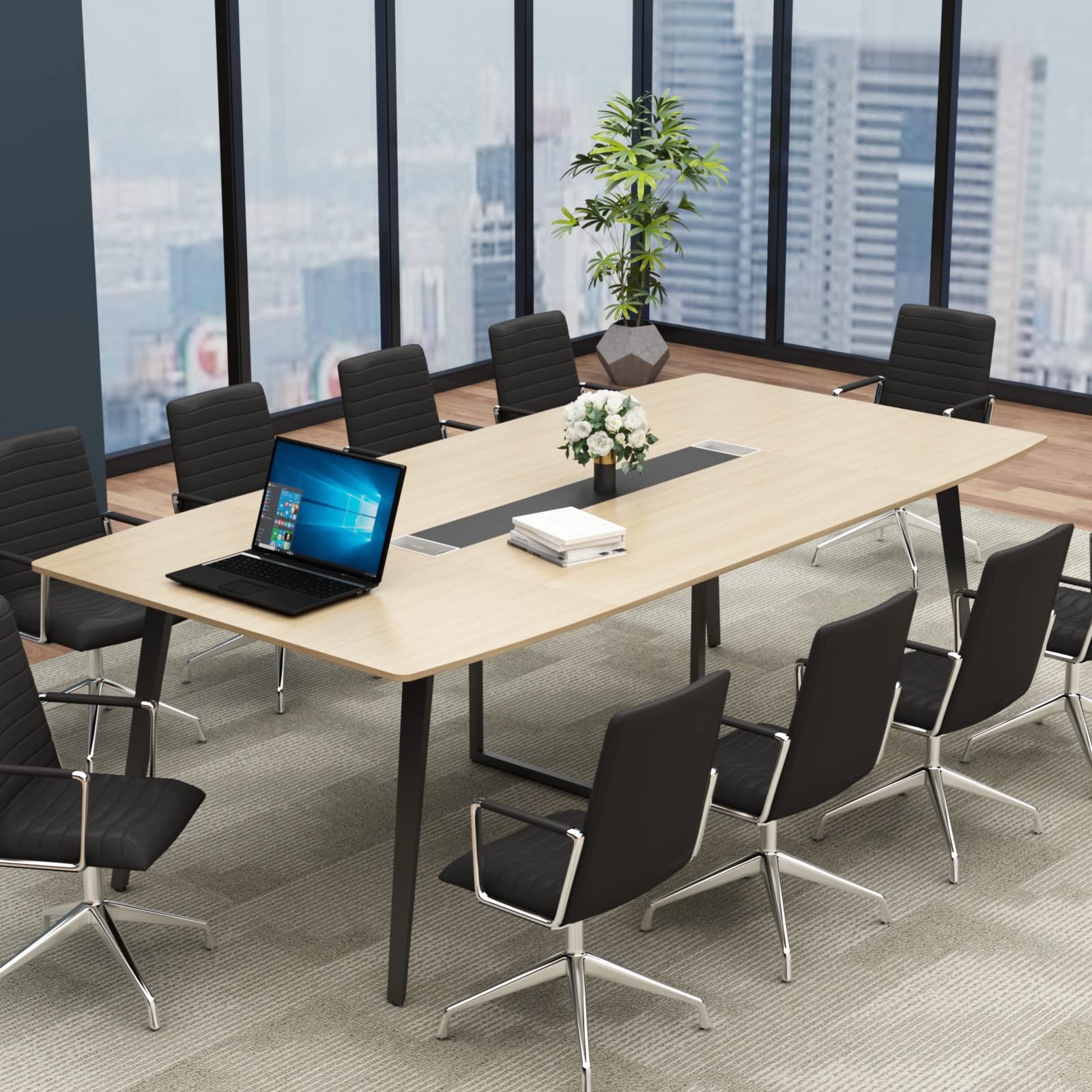 8FT Conference Table, 94.49" L x 47.24" W x 29.53" H Meeting Seminar Table