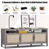 TV Stand, 62" Modern Boho Entertainment Center for TVs up to 65/70 Inches, Adjustable Shelves,