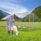 Large Metal Chicken Run with Waterproof Cover - Spacious Outdoor Poultry Cage