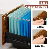3 Drawer Rolling File Cabinet with Lock, Wood Filing Cabinet fits Letter