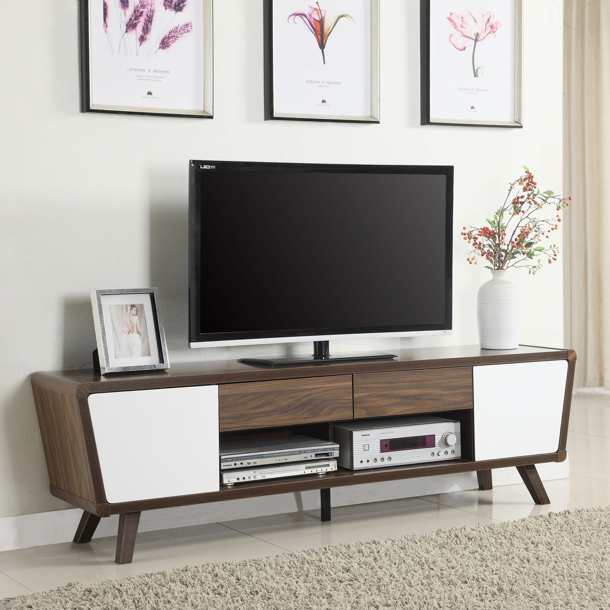 Alvin - Engineered Wood & Laminate - 74-Inch 2-Door TV Stand with Cabinets