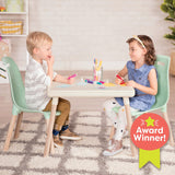 Table and Chair Set- Furniture For Toddlers- 1 Craft Table & 2 Chairs- Natural Wooden Legs