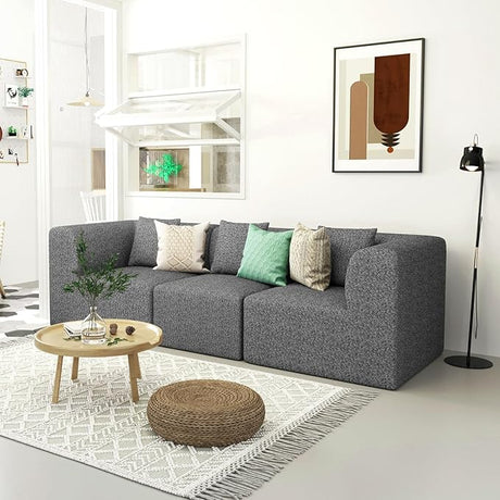 3 Seat Sofa - 94.8" L Shaped Futon Couch Modular Sectional Sofa for Living Room Convertible Sectional Cloud Couch