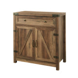 Cass Modern Farmhouse Double Barn Door Accent Cabinet, 30 Inch, Rustic Oak