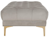 Home Zarya 54-inch Glam Grey Velvet and Brass Tufted Rectangular