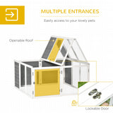 Rabbit Hutch, Wooden Outdoor Bunny Cage with an Openable Foldable Top, Door