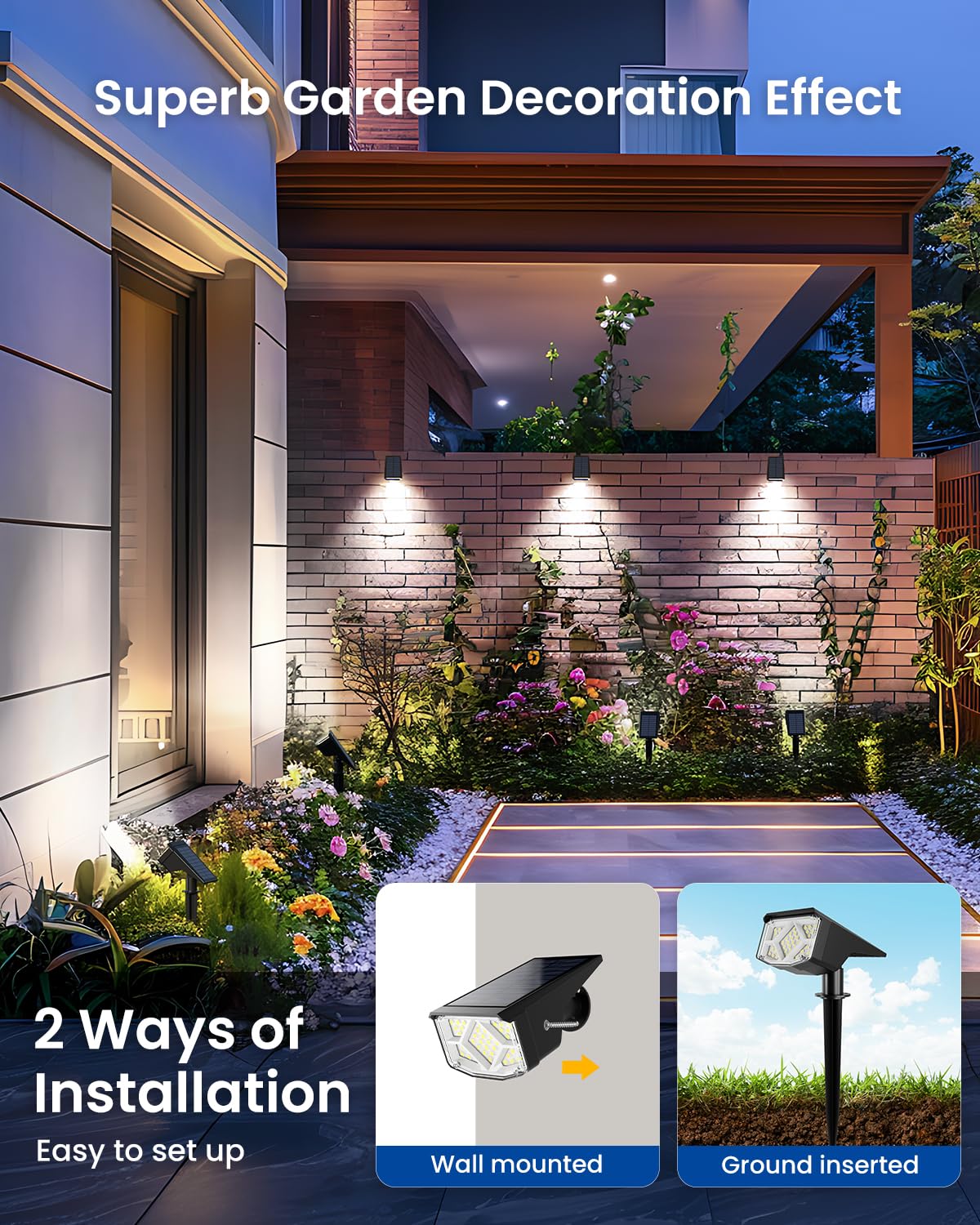 Solar Spot Lights Outdoor, Solar Lights Outdoor Waterproof IP65