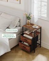 End Table, Nightstands with 2 Fabric Storage Drawers and Shelves, Side Table