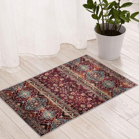 Camilla Boho Area Rug, 5'×7' Washable Oriental Accent Rug, Non-Slip Traditional Floral