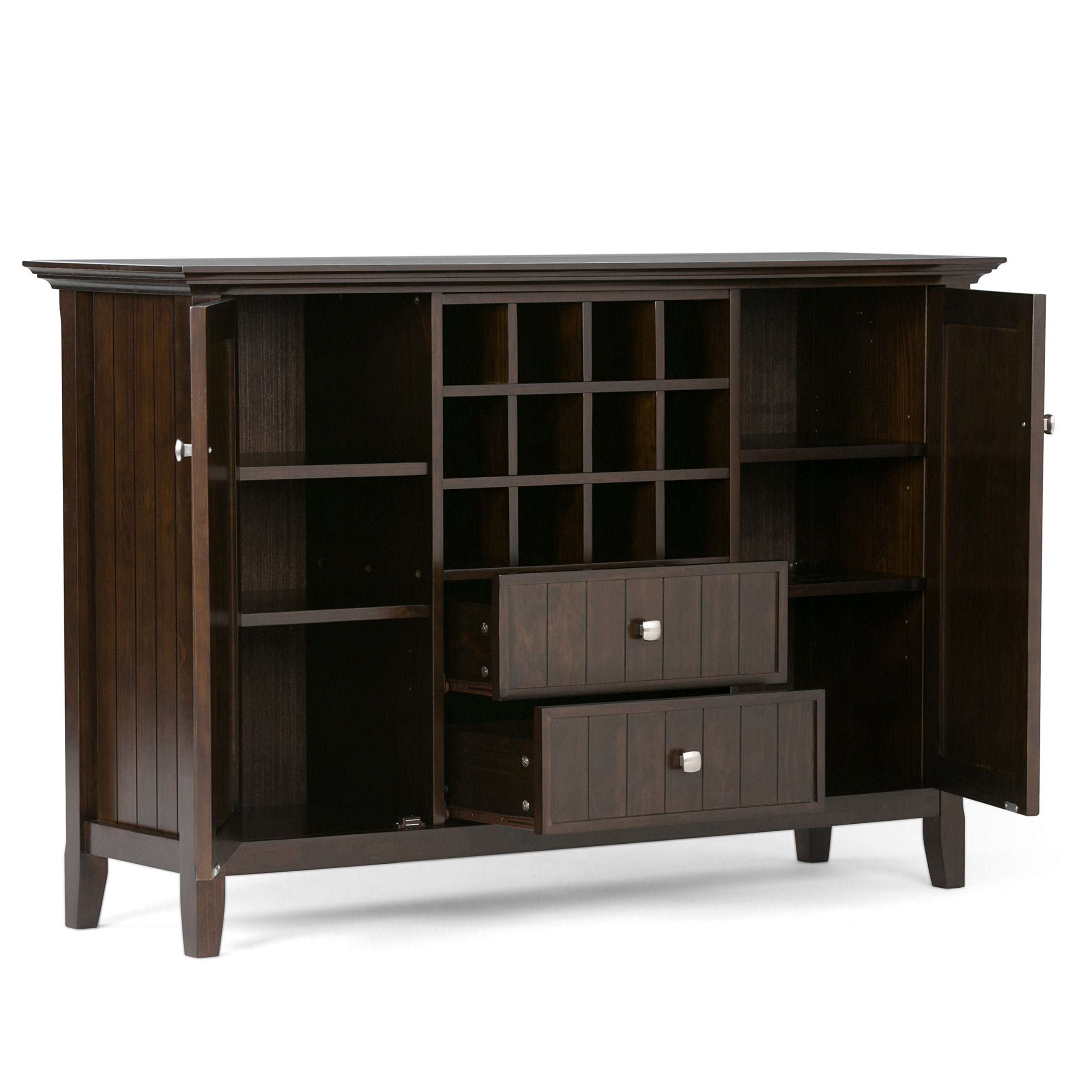 Bedford Solid Pine Wood 54 inch Rustic Sideboard Buffet Credenza in Dark Tobacco