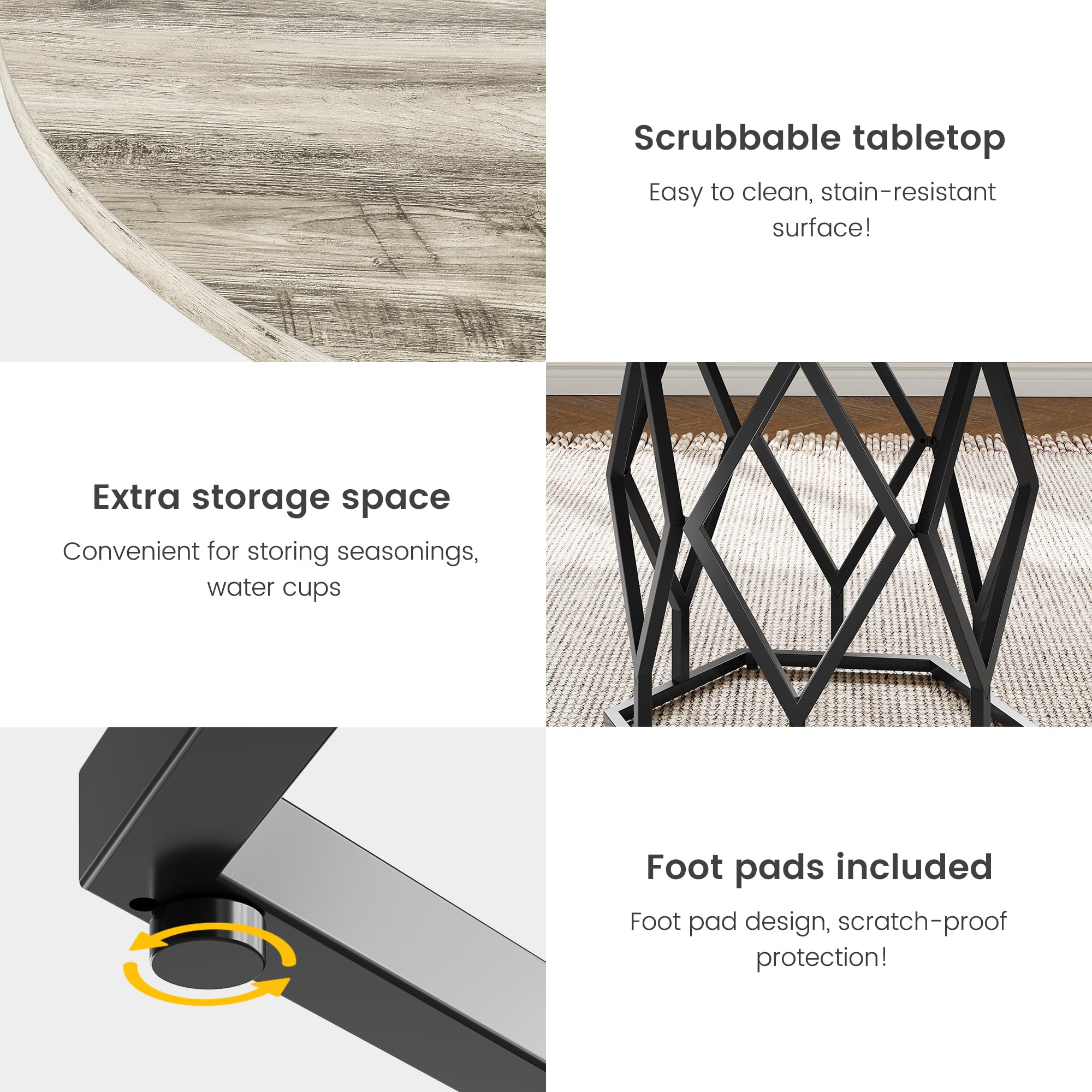 47-Inch Round Dining Table for 4-6 People