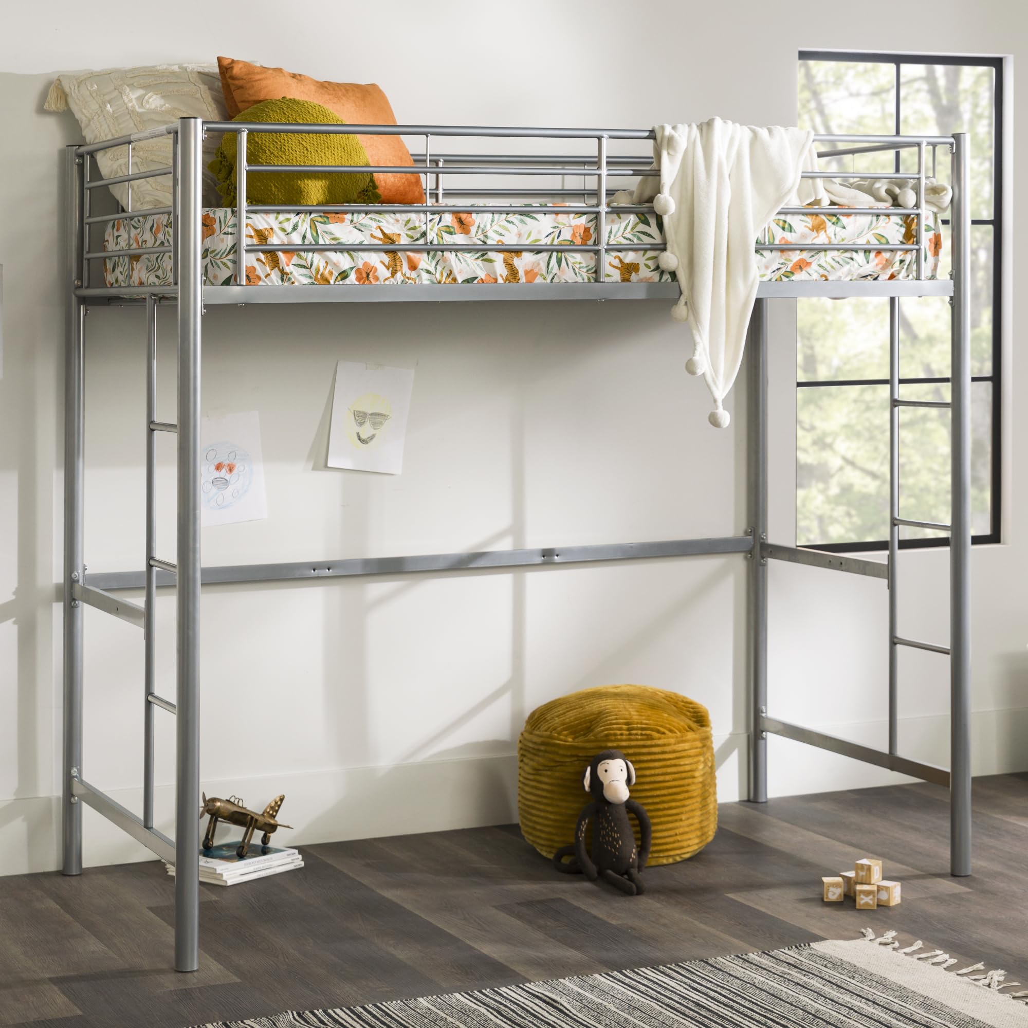 Twin over Loft Bunk Bed Twin Size Bedframe with Ladder