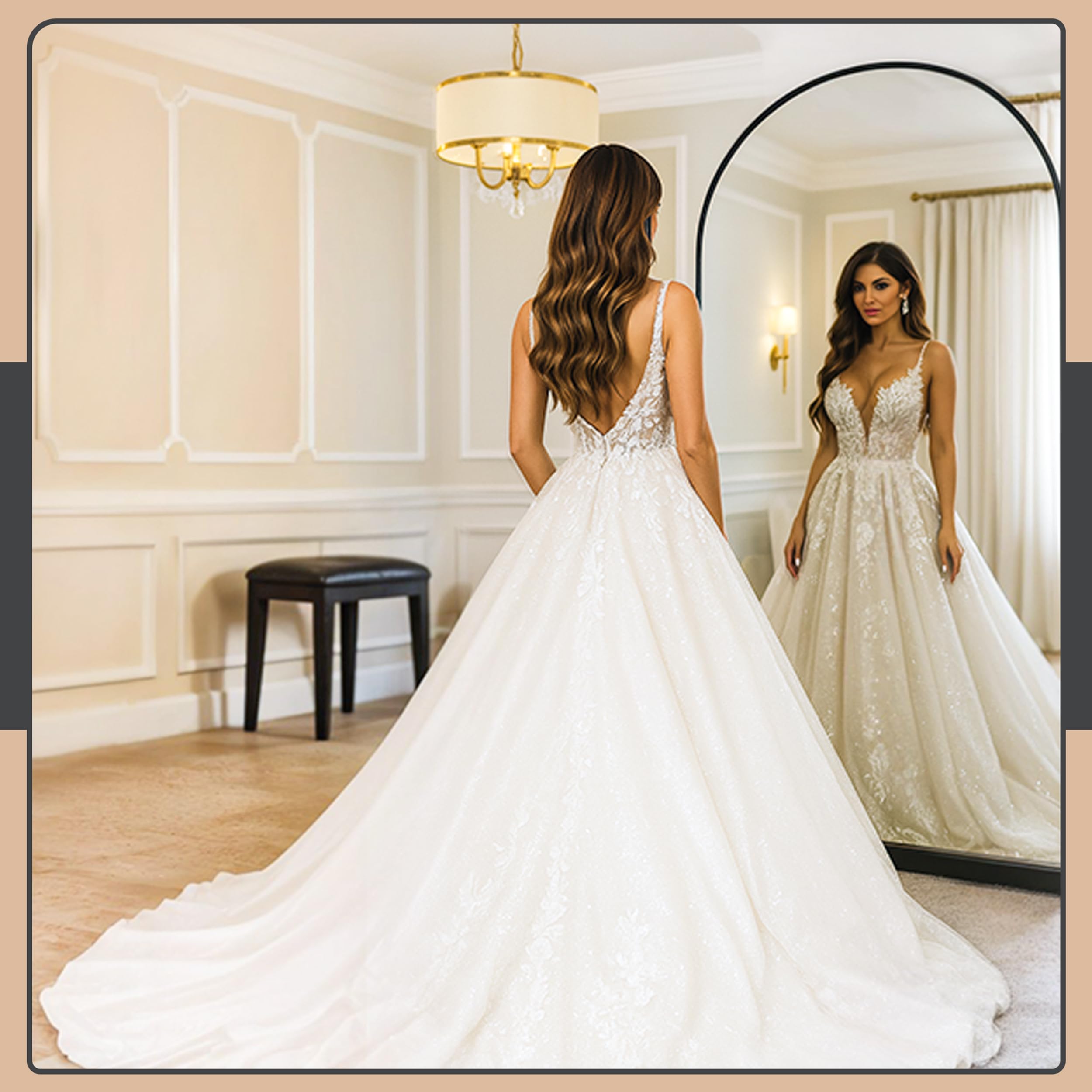 79x39 Arched Full Length Floor Mirror - Black Steel Frame