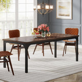 Farmhouse Dining Table for 6-8, 70.9 Inch Rectangular Wood Kitchen Table with Heavy Duty Metal Legs